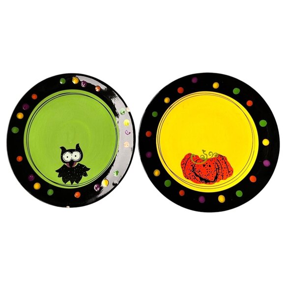 VTG Cracker Barrel Trick or Treat Snack Plates Halloween Owl Jack O Lantern READ - Picture 1 of 12